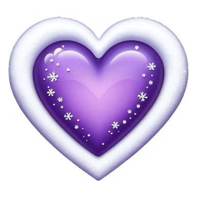 purple heart with sparkling snow effect sticker