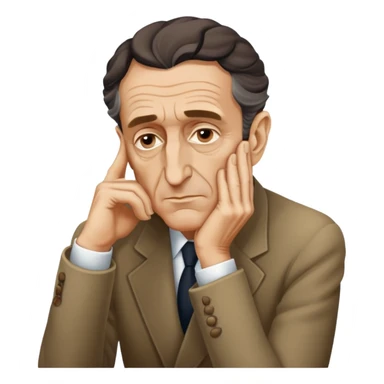 Maurice Merleau-Ponty, no glasses, hands clasped as a thinker sticker