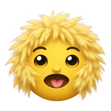 Yellow emoji with fuzzy face sticker