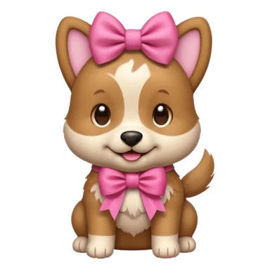 This puppy 🐶 with a pink bow, please in apple ios emoji style sticker
