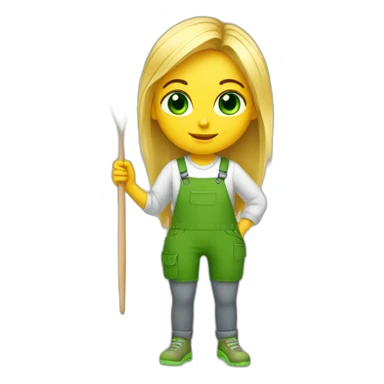 Painter girl with brushes and paints blonde green eye full body sticker