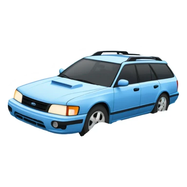 Light Blue 1990 Subaru legacy wagon stuck in a snow filled ditch sticker