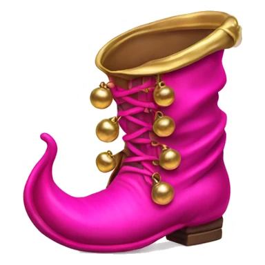 Realistic isolated hot pink elf boots with bells. sticker