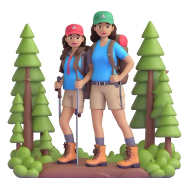 Outdoorsy woman with hiking boots and forest background, Melissa Backwoods sticker