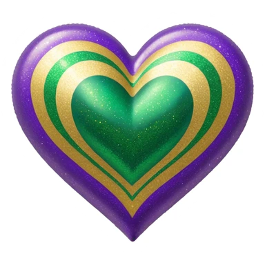Gold, purple and green glitter Mardi Gras heart sticker