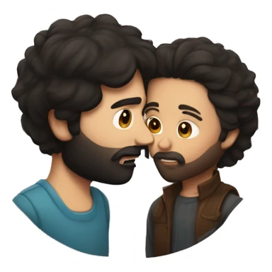 dark haired girl kisses dark haired bearded man sticker