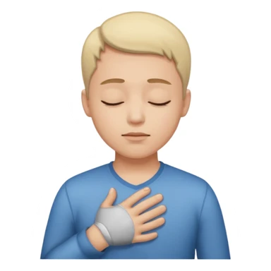 una mano en pecho ojos cerrados sticker