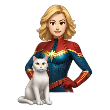 Captain marvel and her cat sticker