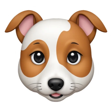 a fully white jack russell the size of a kelpie with floppy ears and a half white face sticker