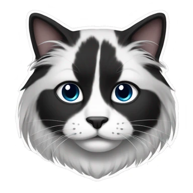 black and white long hair cat sticker