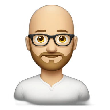 marketing strategist, 40 years old,with hazel eyes, light skin,short beard, bald, wearing bold glasses, sticker