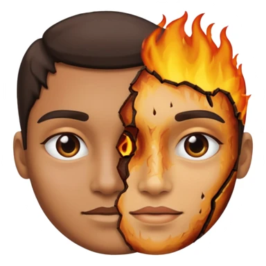 one half normal face other half burnt skin sticker