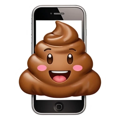 mobile phone with poop emoji on the screen sticker
