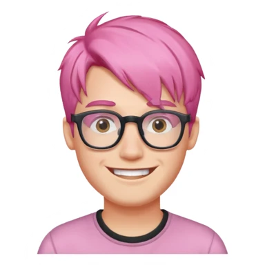 pink haired guy with rectangle glassess sticker