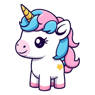 pink unicorn with blue hair sticker