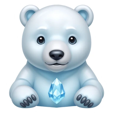 crystal polar bear character, icy crystal body, soft blue glow, cute but powerful, 3D cartoon, mobile game icon style, clean background, no text, no watermark



 sticker