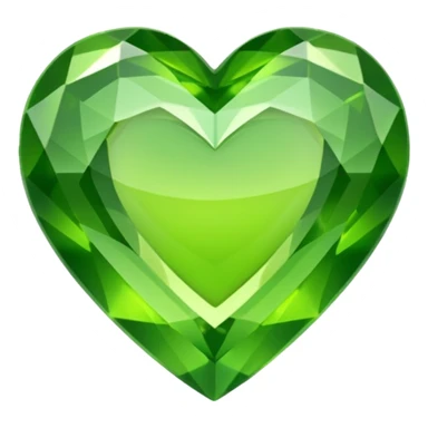 green heart looking ios but like a gemstone with sharp outlines and shiny the color is more like lime sticker