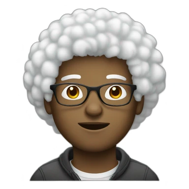 white afro young guy with glasses sticker