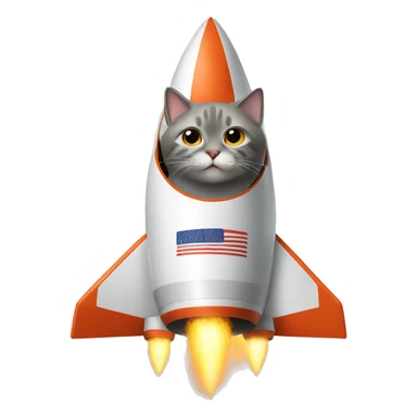 a cat in a rocket sticker