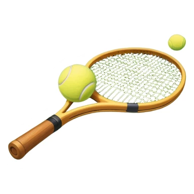 A tennis racket and ball positioned on a grass court, with the net and lines clearly visible in the background. The scene emphasizes the classic elements of the sport, capturing the energy and precision of a tennis match. sticker