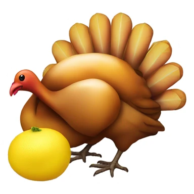 An emoji of a thanksgiving turkey, lemon and burning flame sticker