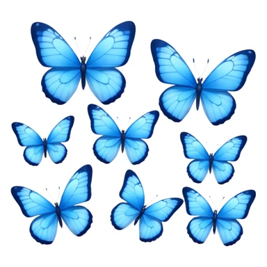 "A collection of blue butterflies in different sizes, delicate and ethereal."
 sticker