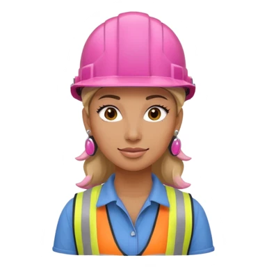 construction worker woman pink helmet and earrings sticker