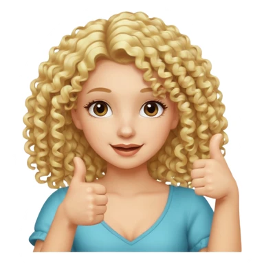 blond girl doing thumbs up sign sassy make it with curly hair and lashes sticker