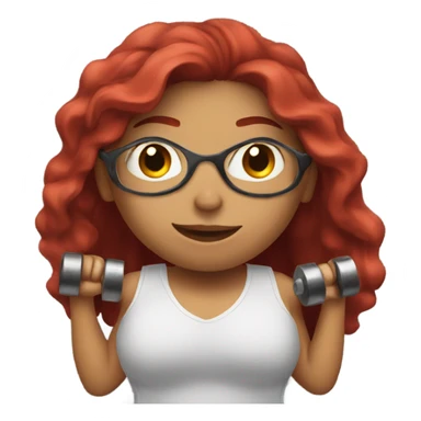 Latina with long red hair holding dumbbells  sticker