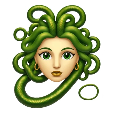 The Sicilian Medusa in gold and green and make the snake hair have snake faces  sticker