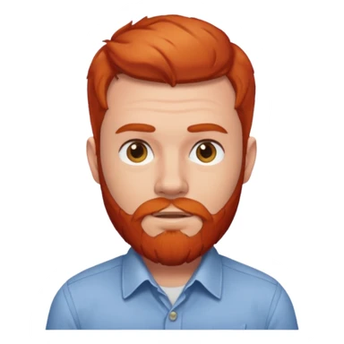 red bearded man with shirt sticker