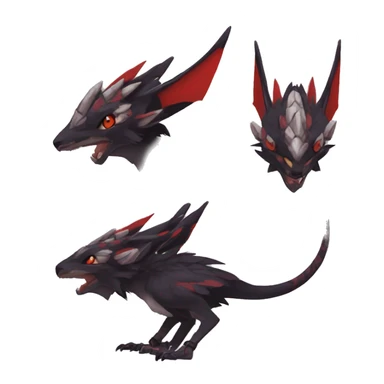 Black Cool Edgy Anthro Noivern-Nargacuga Fakémon  with White and Red Edgy markings sticker
