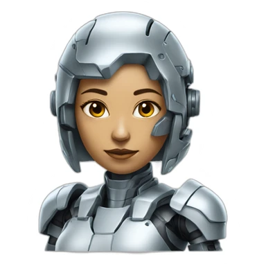 female cyborg with natural chess half body sticker