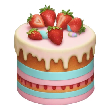Pastel Birthday cake with strawberry sticker