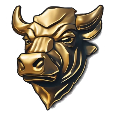 golden raging wall street bull portrait sticker