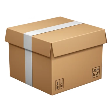 Minimal line-art icon of a shipping box, simple modern style, clean outlines, slightly 3D, no background, transparent, represents “reselling / e-commerce / flipping items” sticker
