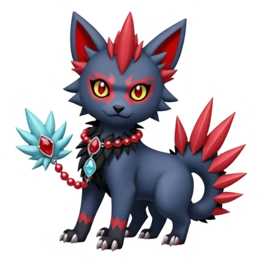 pastel gothic edgy emo cool and ruby-jewelry-adorned Absol-Litten-Amaura-fusion-Fakemon-animal-creature  sticker