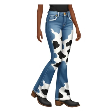 Cow print flared jeans sticker