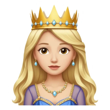 Blonde long hair queen with crown and luxury dress sticker