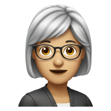 woman with grey hair and bangs, older with glasses  sticker