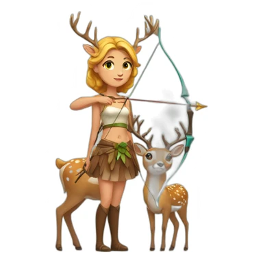 Artemis with her bow and her deer sticker