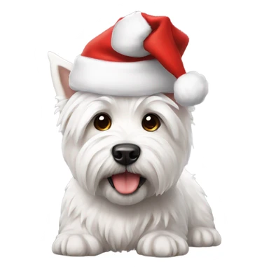 West highland terrier with Santa hat sticker