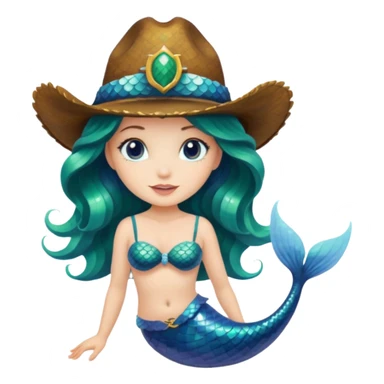 Mermaid wearing a cowboy hat sticker