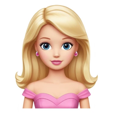Barbie doll with blonde hair and pink dress sticker