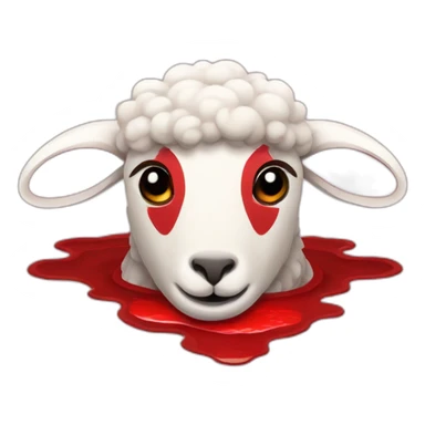 A sheep head in a red puddle sticker
