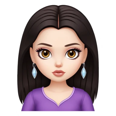 straight dark hair, pale skin, dark brown eyes, pretty bratz baddie sticker