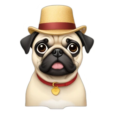 A pug in a hat sticker