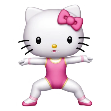 Hello Kitty in a leotard doing a gymnastics walkover sticker