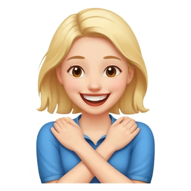 Girl with arms crossed on her neck laughing  sticker