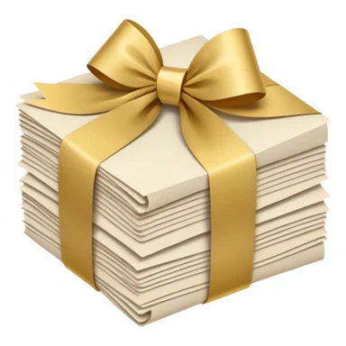 folded papers in round with a gold ribbon sticker